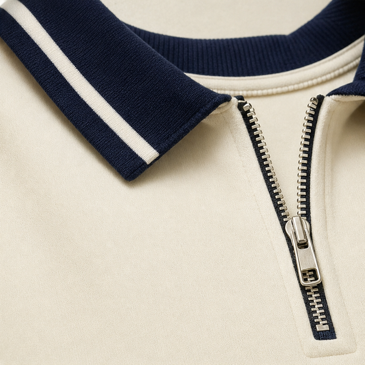 Dorellia – Contrast-Stripe Half-Zip Polo Dress