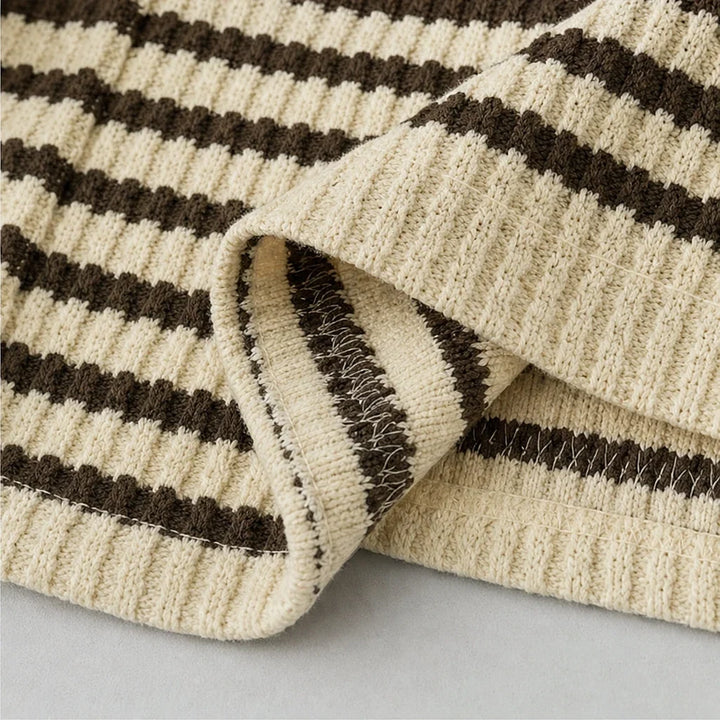 Stripe & Ease – Striped Long-Sleeve Top And Wide-Leg Pants Set