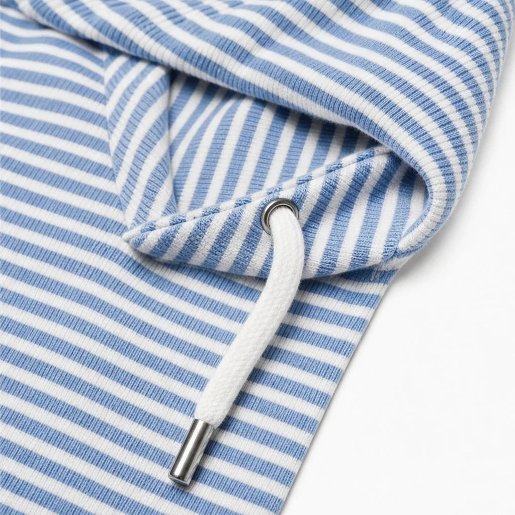 Stripe & Ease – Striped Drawstring Hooded Sweatshirt