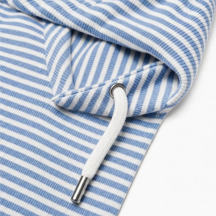 Stripe & Ease – Striped Drawstring Hooded Sweatshirt
