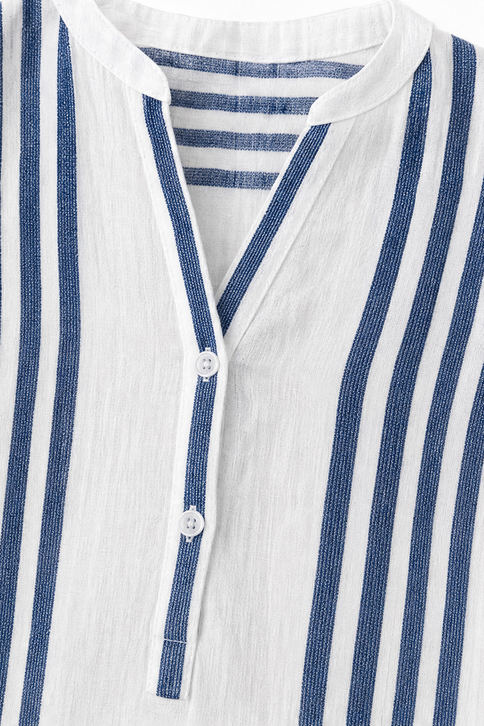 Wearbella – Striped V-Neck 3/4-Sleeve Blouse