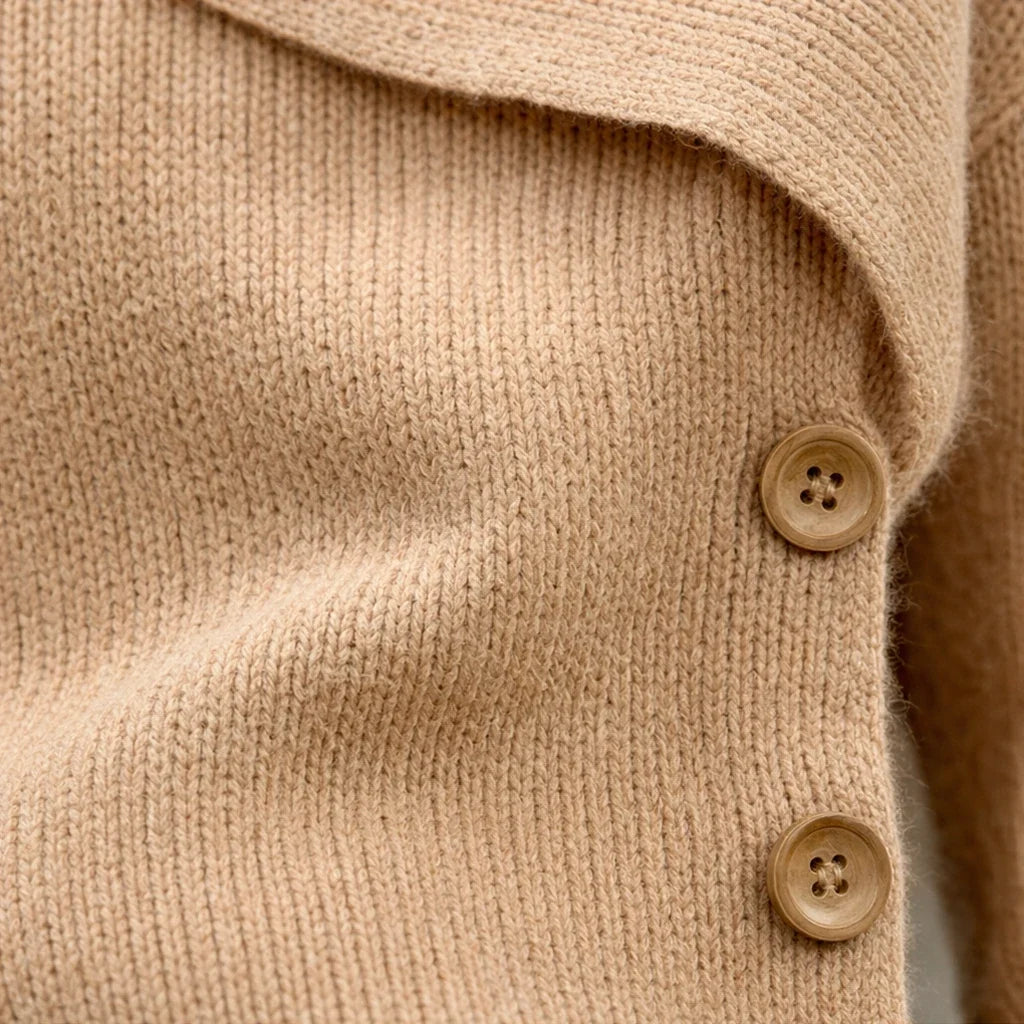 Foldelle – Asymmetrical Fold-Over Collar Knit Sweater