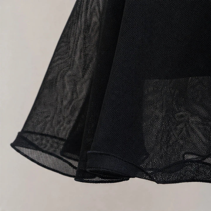 Noctelle – Tulle Patchwork Black Maxi Dress