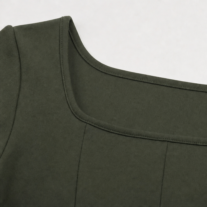 Wearbella – Square Neck Long Sleeve A-Line Mini Dress
