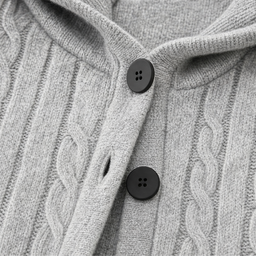 Wearbella – Braided Cable-Knit Hooded Cardigan