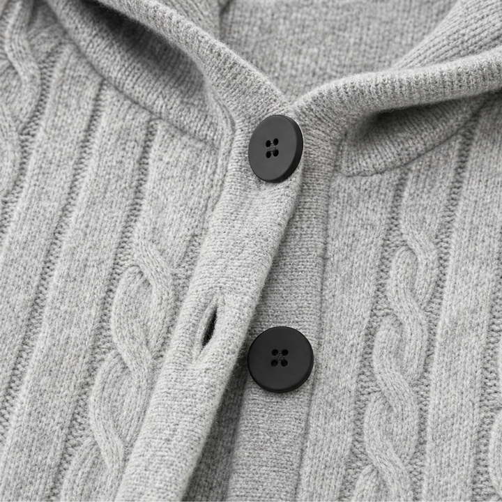 Wearbella – Braided Cable-Knit Hooded Cardigan