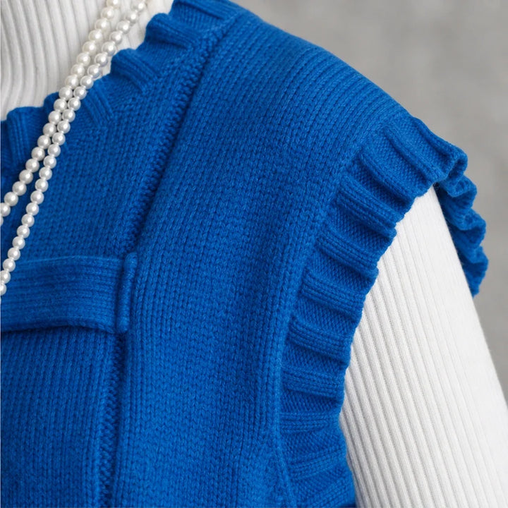 Buttonelle – Button-Detail Textured Knit Sweater Vest