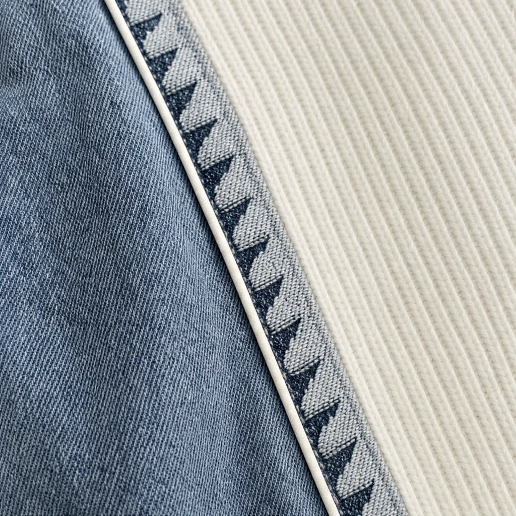 Denimelle – Denim-Look Detail Ribbed Henley Sweater