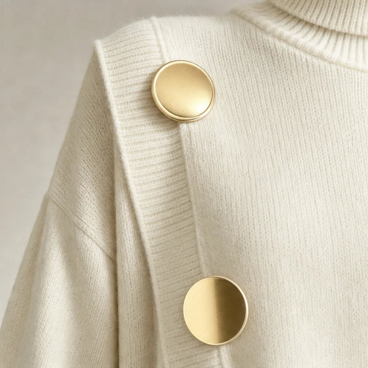 Mackenzie – Gold-Button Asymmetric Knit Two-Piece Set