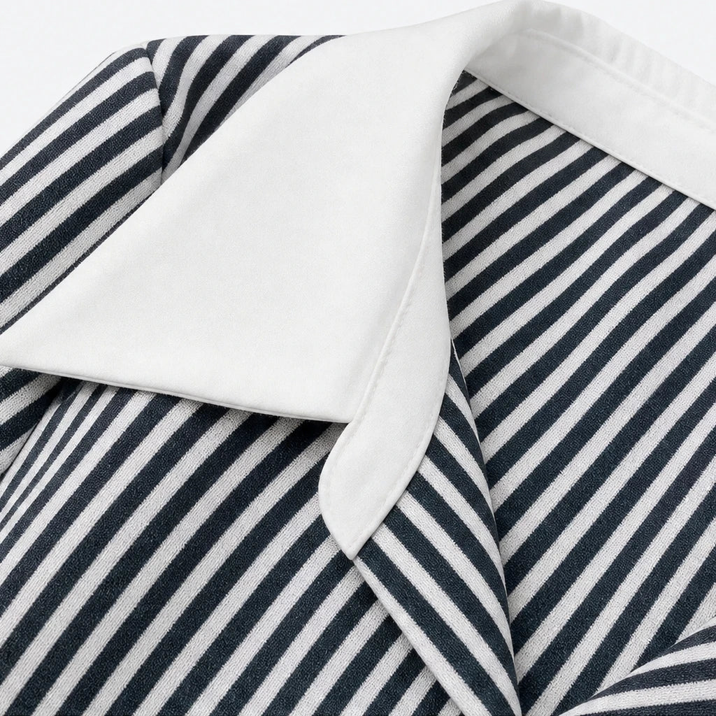 Overa – Black And White Striped Tie-Neck Blouse