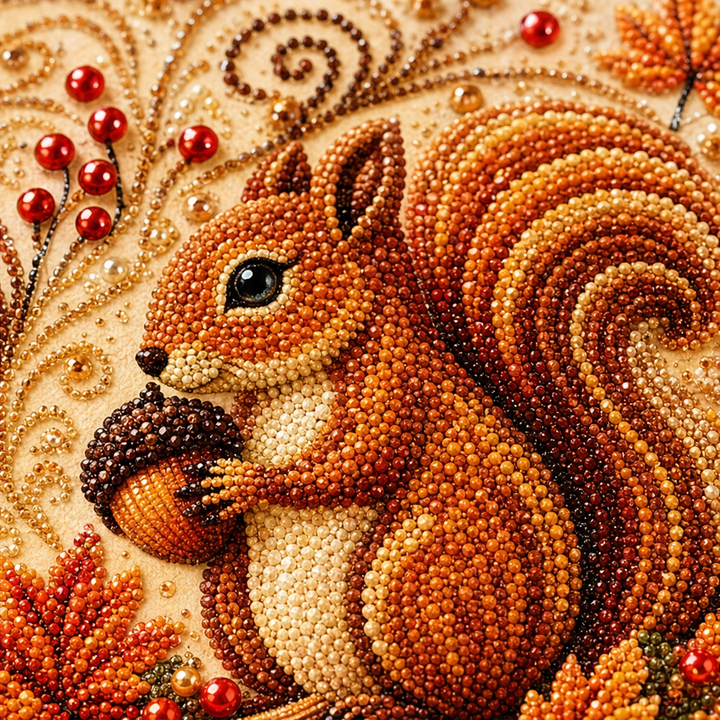 Duskbead – Pearl-Look Bead Pumpkin & Squirrel Diamond Art Kit