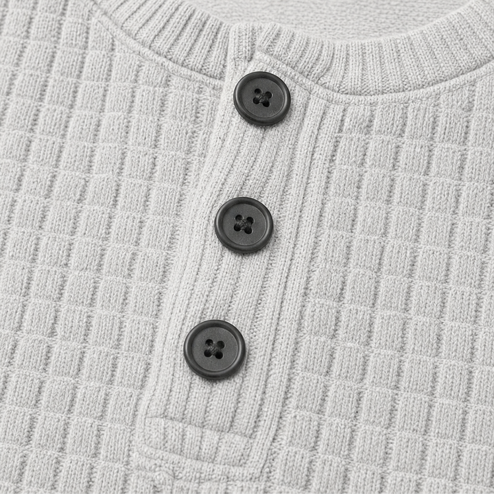 Wearla – Ribbed Waffle Knit Henley Top