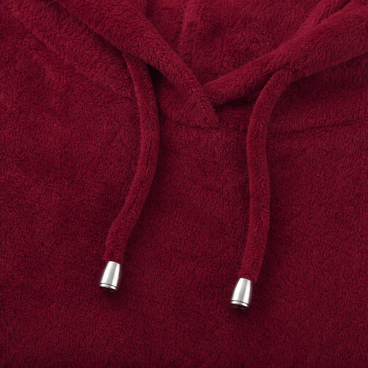 Wrapelle – Hooded Plush A-Line Maxi Lounge Dress