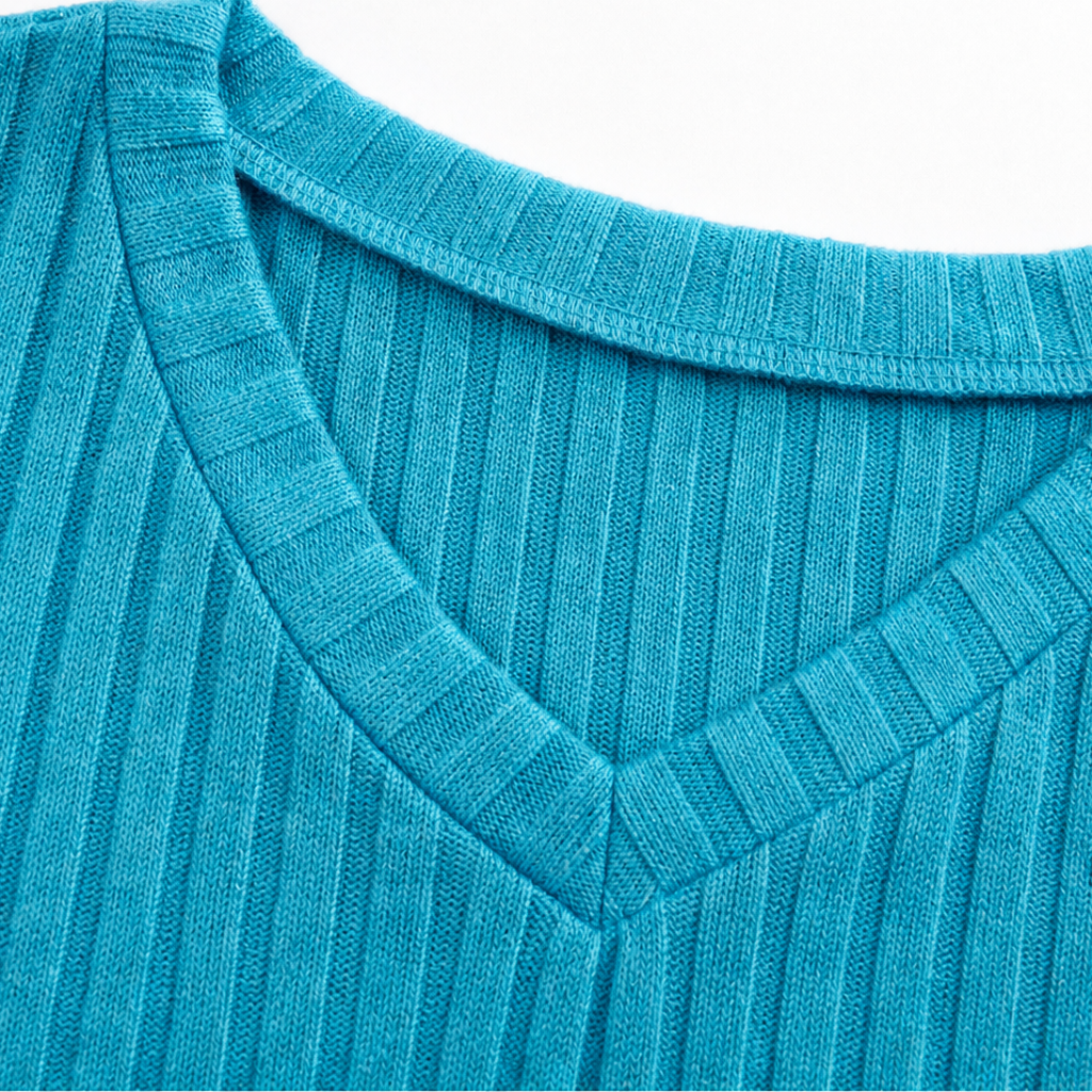 Sunflower Muse – Sunflower Lace Ribbed V-Neck Top