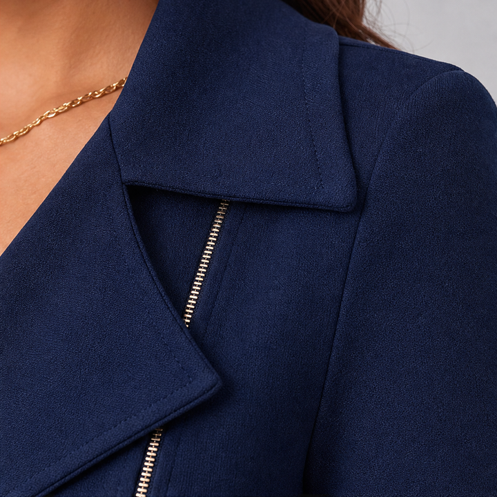 Suitline – Suit-Collar Zip-Front Bodycon Dress