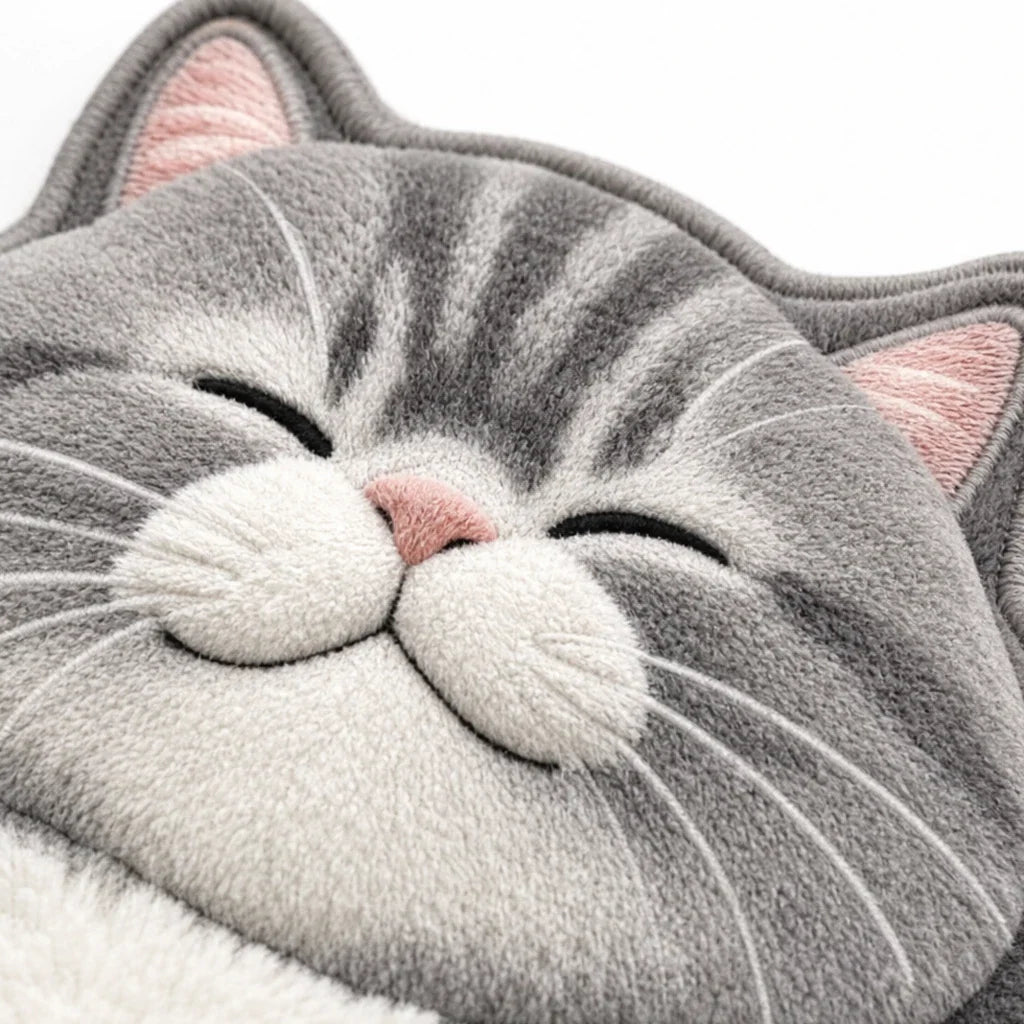 Dozy Paws – Cat-Shaped Printed Area Rug