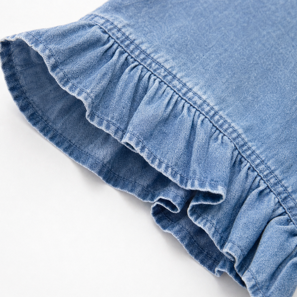 Ruffledenim – Ruffle-Trim Open-Front Denim Look Cardigan