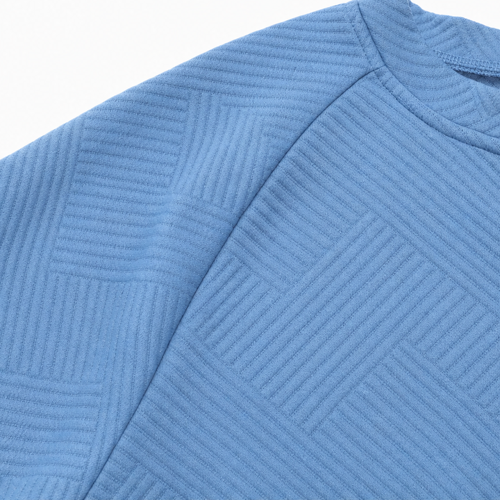 Stria – Striped Jacquard V-Neck Pullover Sweatshirt