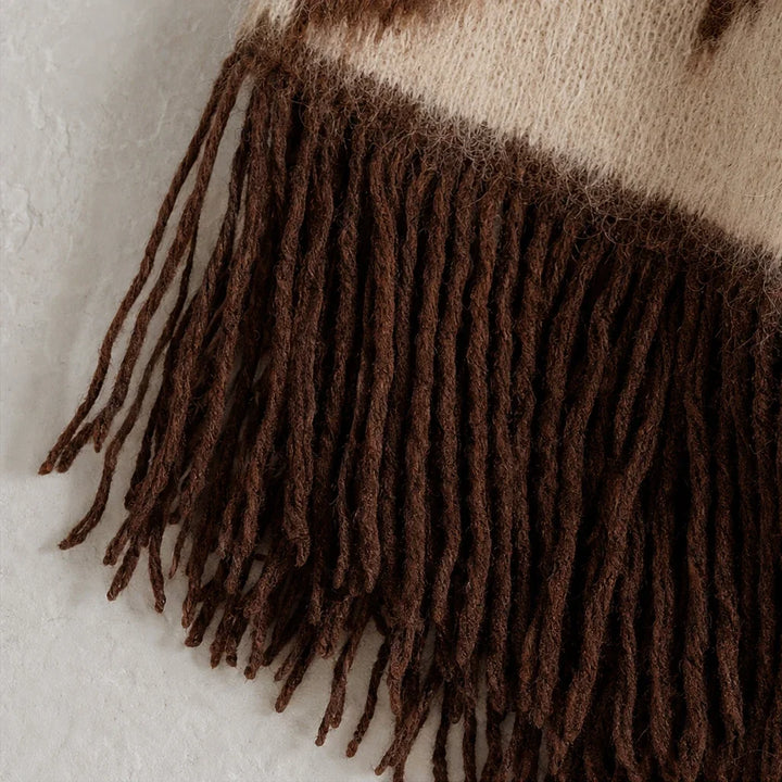Fringefield – Cow-Print Knit Fringe-Hem Sweater Dress