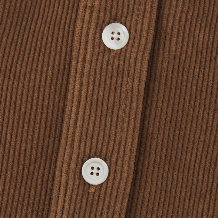 Corvella – Ribbed Corduroy Button-Front Shirt Dress