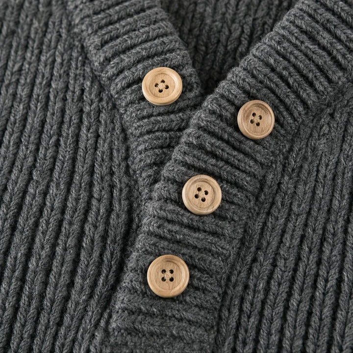 Henley Haven – Hooded Chunky Ribbed Henley Sweater