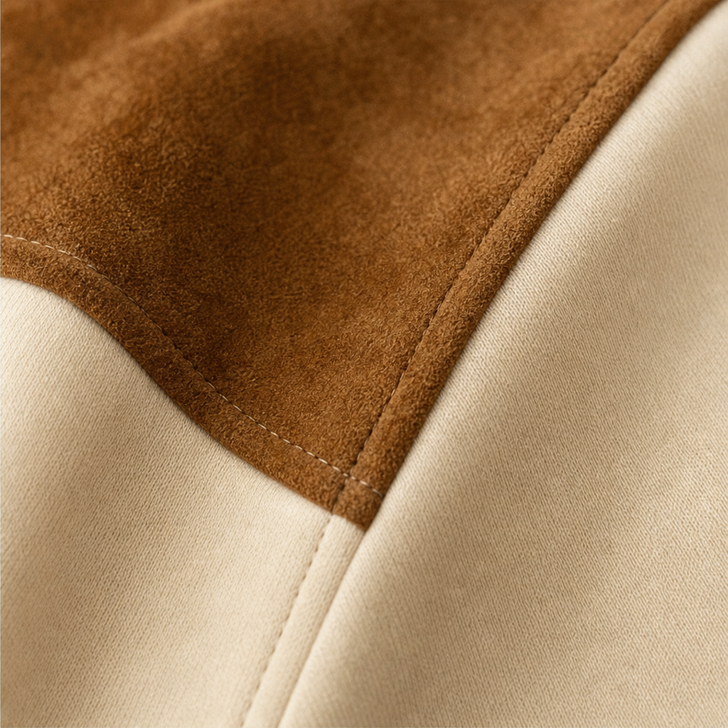 Marlowe – Western Faux-Suede Panel Half-Zip Pullover