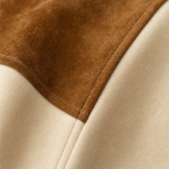 Marlowe – Western Faux-Suede Panel Half-Zip Pullover