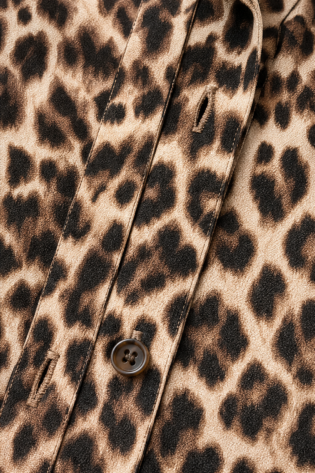 Leocara – Button-Front Leopard Print Maxi Shirt Dress