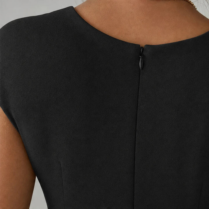 Alina – Square Neck Fitted Bodice A-Line Midi Dress