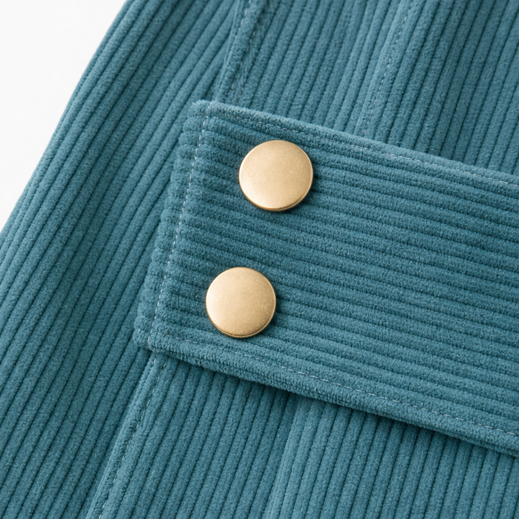 Ribvale – Open-Front Ribbed Corduroy Waist-Tab Jacket
