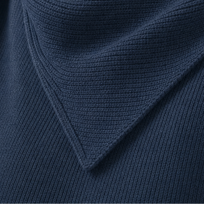 Collarvie – Draped Open-Collar Cowl Neck Sweater