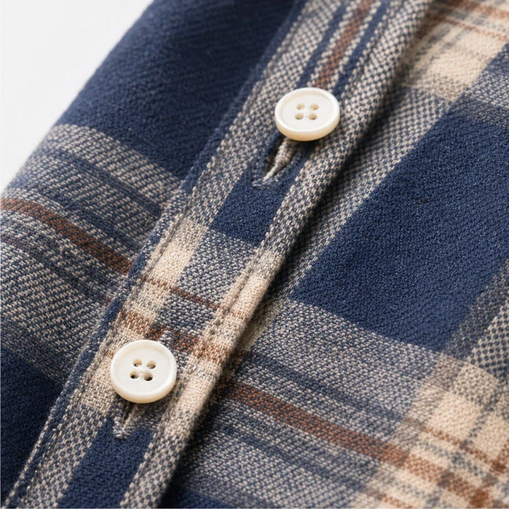 Caledon – Plaid Button-Front Long-Sleeve Blouse