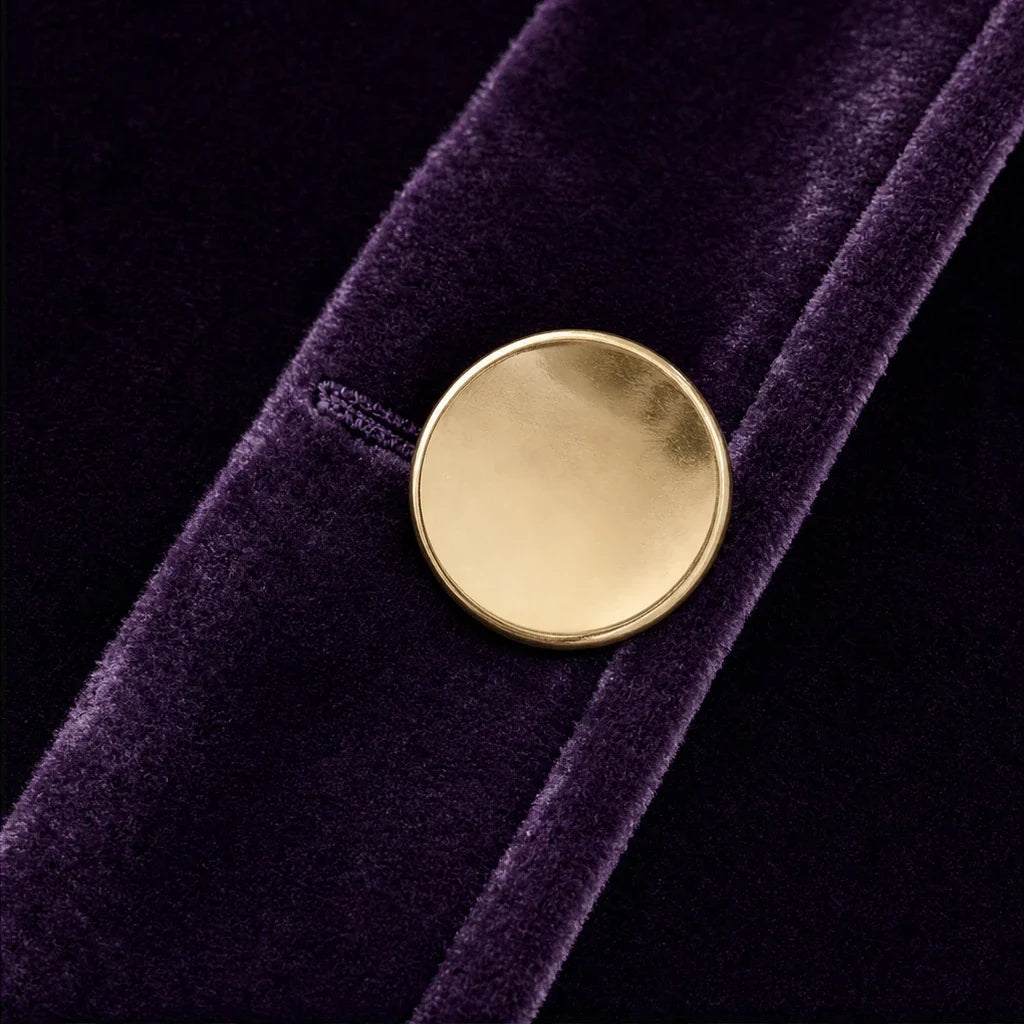 Velvara – Gold Button Velvet-Look Blouse