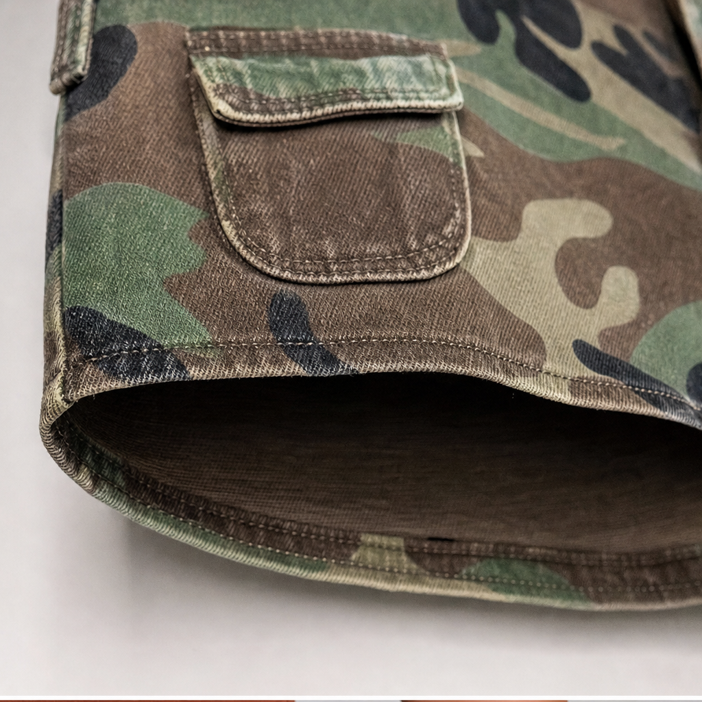 Camo Muse – Retro Camouflage Wide-Leg Jeans