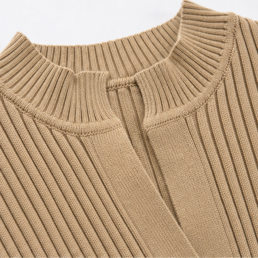 Marjorie Merino – Deep Ribbed Cinched-Waist Dress