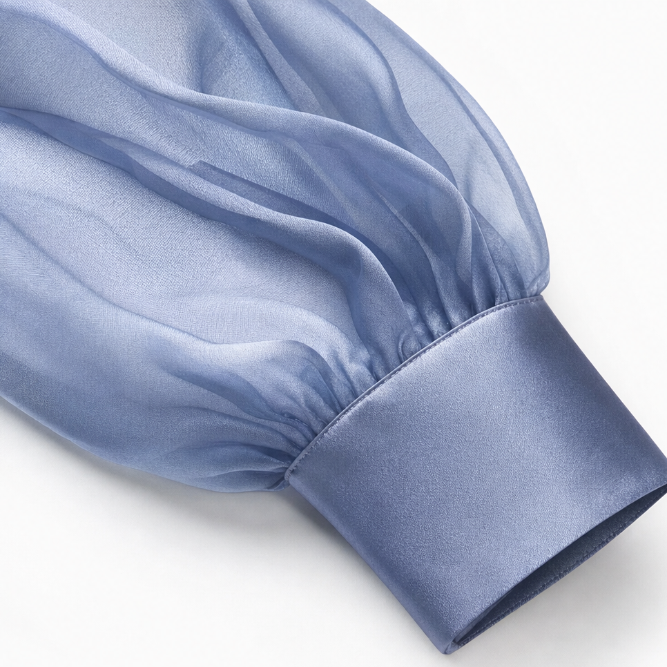 Satina Rose – Satin Chiffon Look Sheer Like Sleeve Blouse