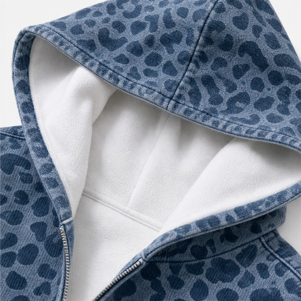 Wearluxe – Leopard Print Zip-Up Hoodie
