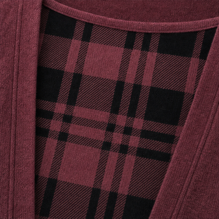 Layerlyn – Layer Plaid Panel Knit Top