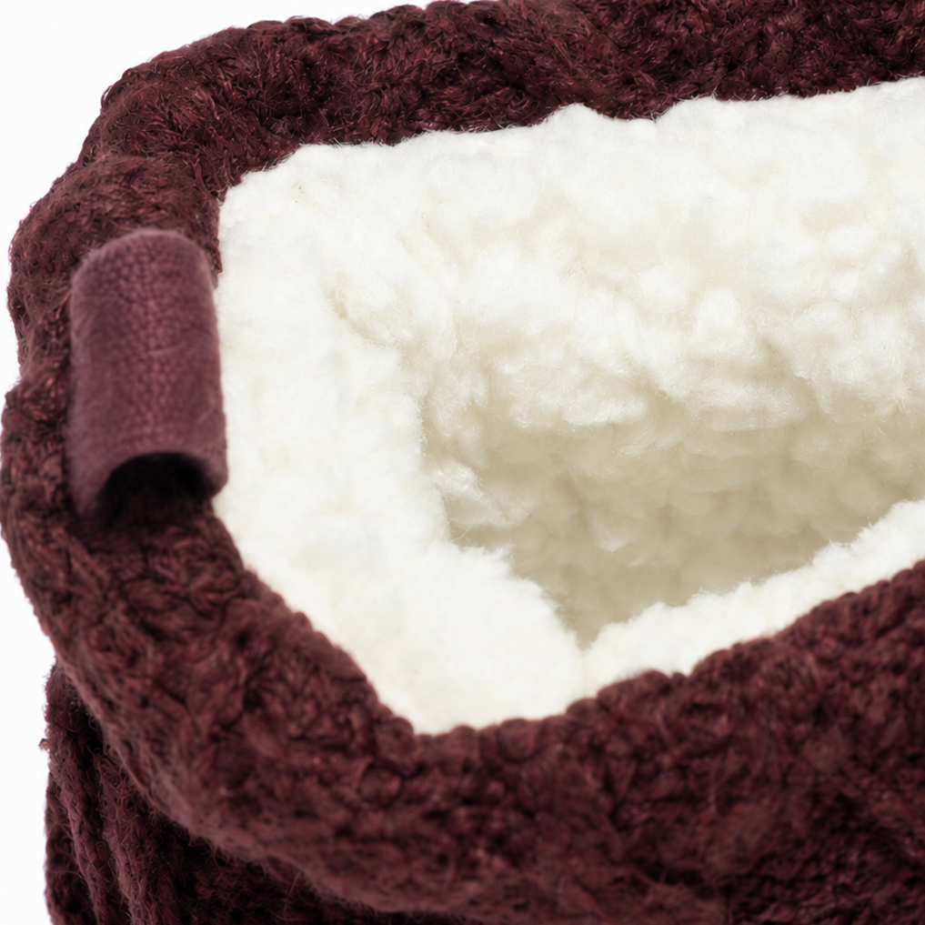 Coziva – Cable-Knit Cuffed Mid-Calf Suede Boots