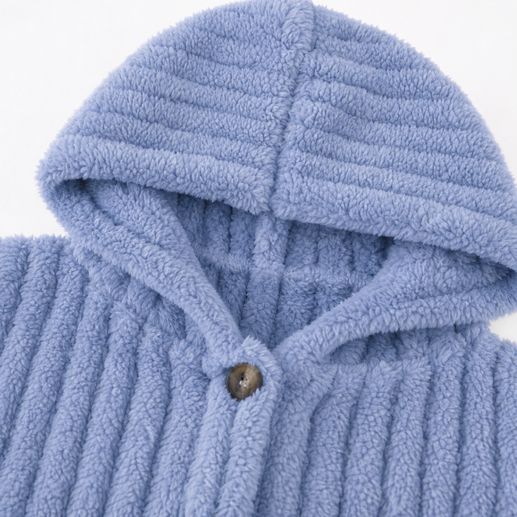 Wearbella – Hooded Button-Up Chunky Knit Cardigan