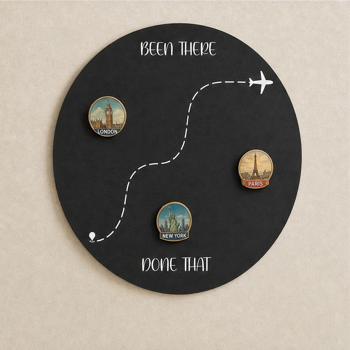 TripTale – Black Round Travel Magnet Display Board