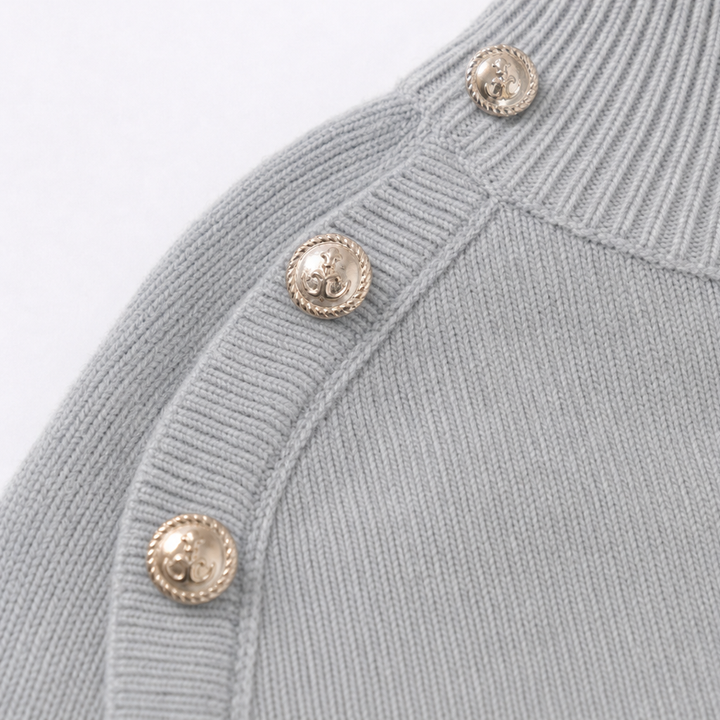 Marlowe – Oversized Gold-tone Button Mock-Neck Sweater