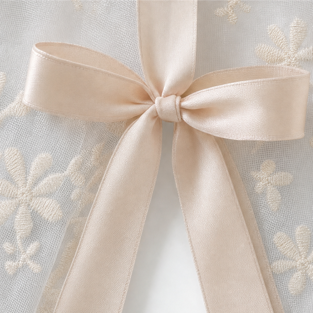 Wisplin – Embroidered Floral Tie-Up Sheer Curtain
