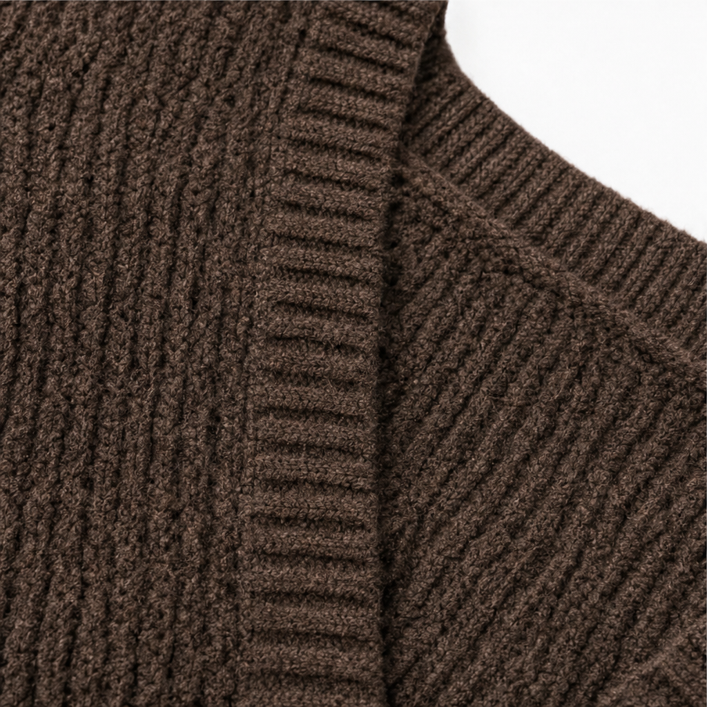 Veloura – Contrasting Hardware V-Neck Knit Cardigan