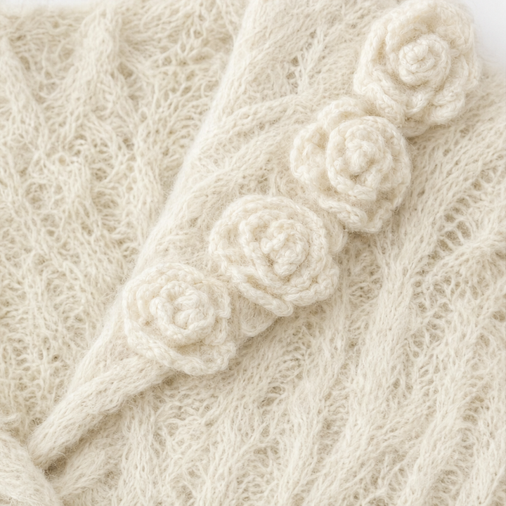 Sailmara – Sailor Collar Crochet Knit Cardigan
