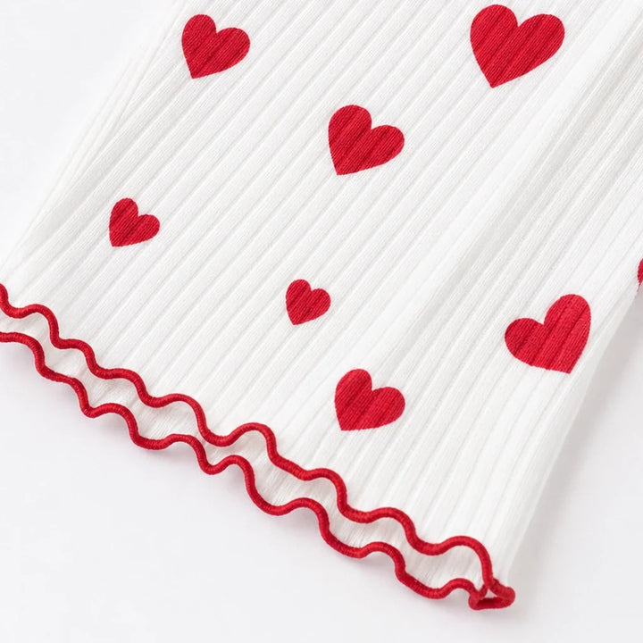 Heart Haven – Heart Print Ribbed Camisole Pajama Set