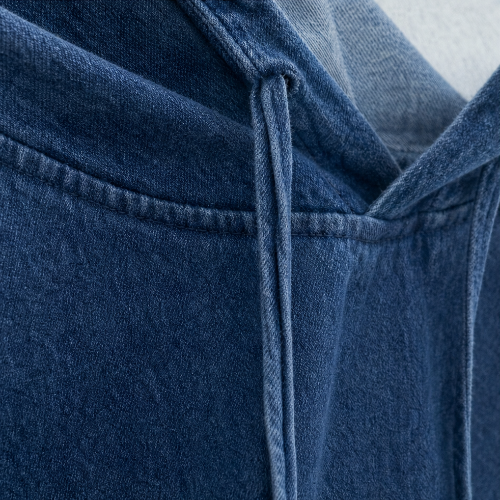Wearbella – Oversized Washed Denim Hooded Pullover