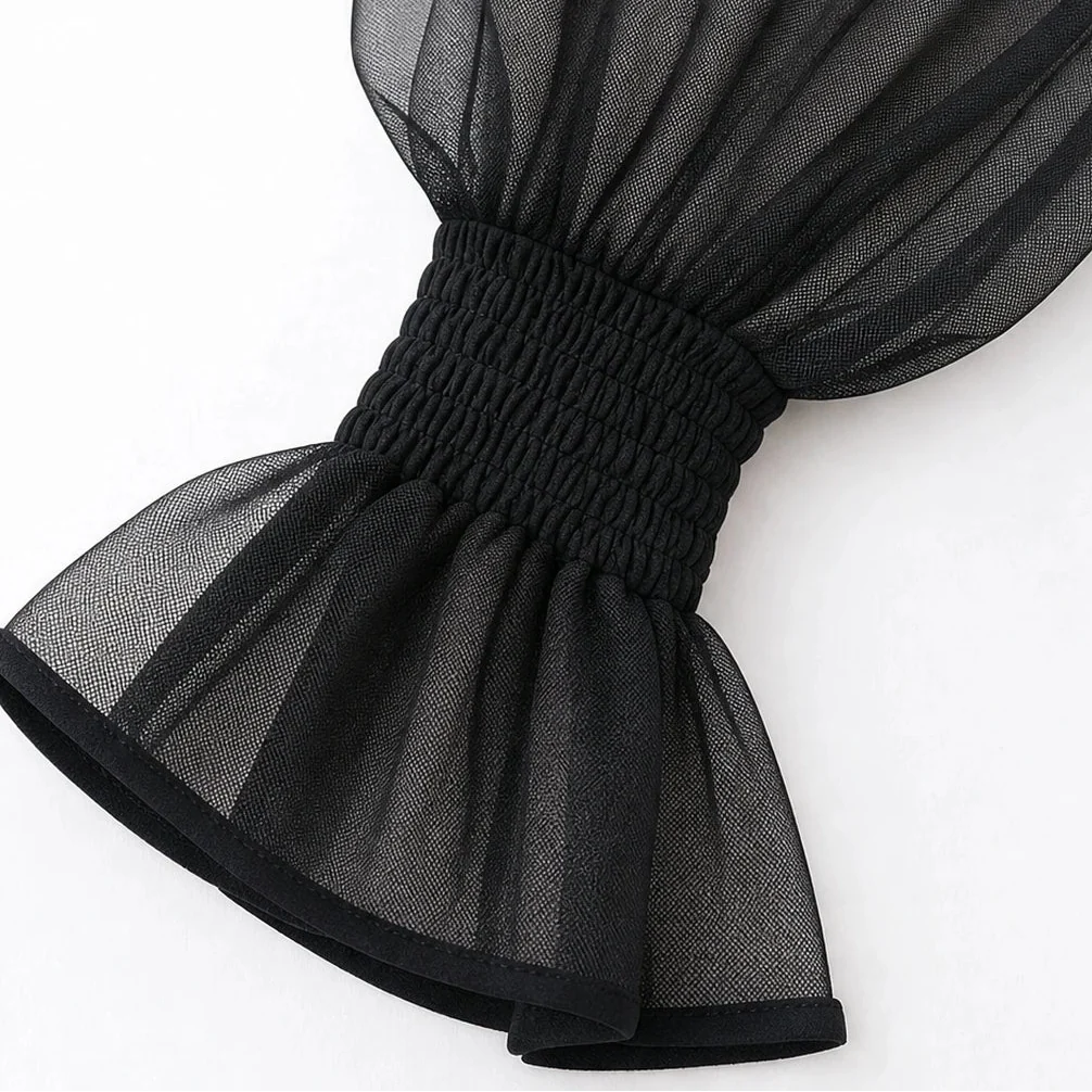 Veloura – Corset-Like Mesh Peplum Blouse