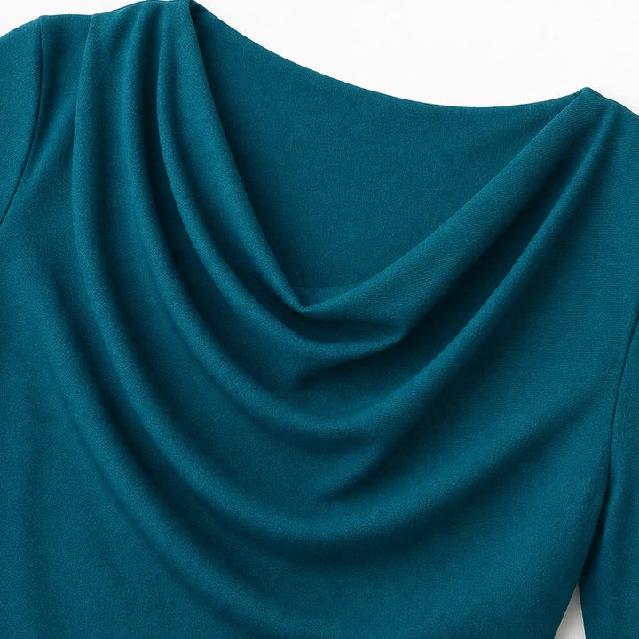 Cowl & Flow – Draped Cowl-Neck Top And Wide-Leg Pants Set