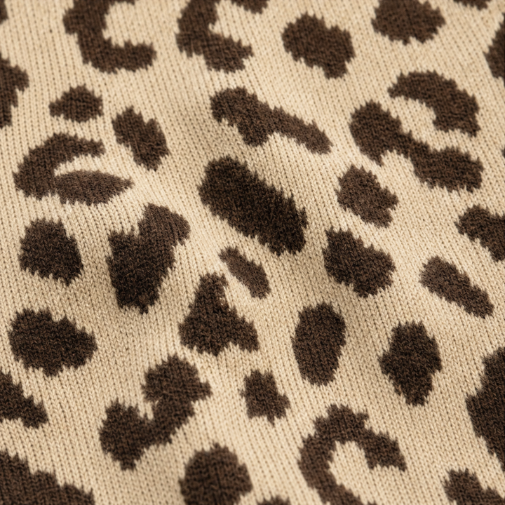 Léofur – Leopard Print Open-Front Knit Cardigan